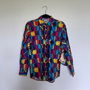 Vintage Dead‎ stock Rocky Mountain Color Block Print Button Down Shirt